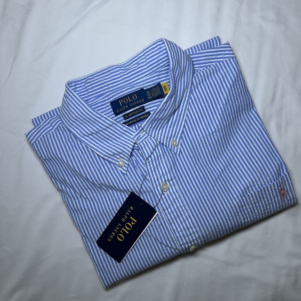 Polo Ralph Lauren Men's RL Untucked Fit Preppy Seersucker Striped Shirt XL NWT - Picture 2 of 10